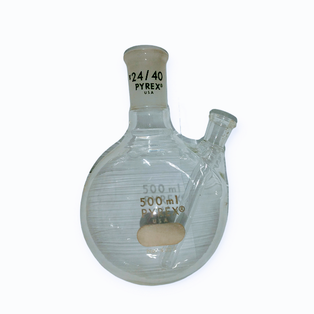 Matraz de ebullición 500ml con junta 24/40 y termo-pozo.